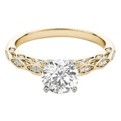 GIA 1.7ct Round Multi-Level Marquise Trellis 18K Yellow Gold Diamond Ring