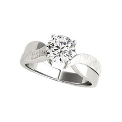 GIA 1.7 Karat runder Solitär Diamantring aus glänzendem 
gebürstetem Weißgold