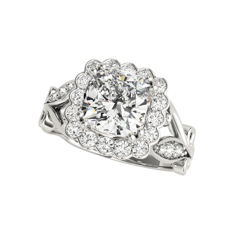 GIA 1.8 Carati Cuscino Quadrato Halo Vintage Vine  Anello con diamante