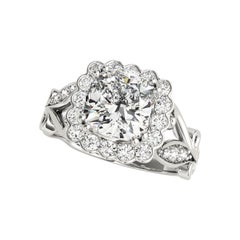 GIA 1.8 Carati Cuscino Quadrato Halo Vintage Vine  Anello con diamante