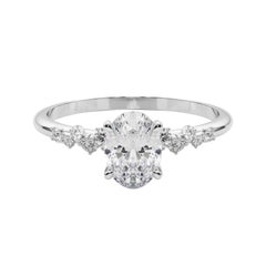 GIA 1,8 Karat Oval Cluster Trellis Solitär 18K Weißgold Diamantring