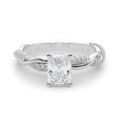 GIA 1.8 Carati Radiante intrecciato con pave ritorto  Anello con diamante