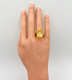 GIA 18 Carat Sri Lanka Yellow Sapphire Cushion Bezel Ring in 18K Yellow Gold