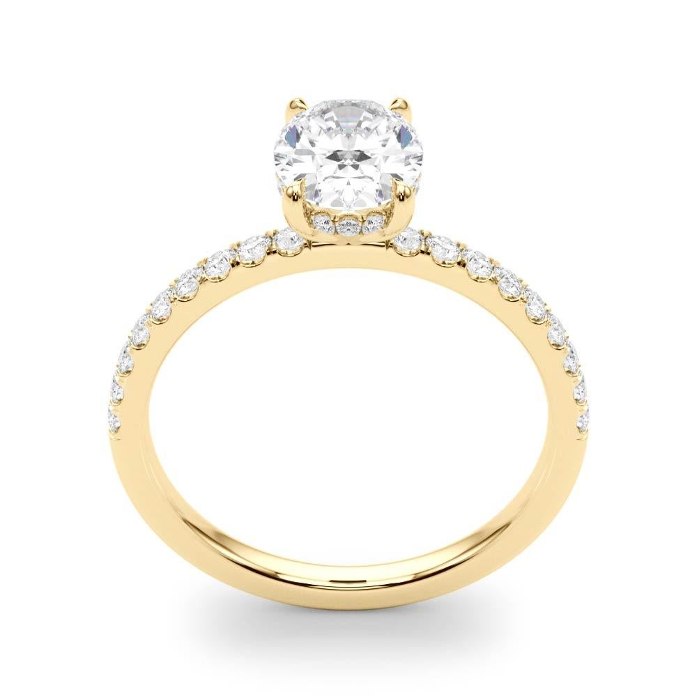 GIA 1.80 Carat Pave Hidden Halo Oval 18K Yellow Gold Diamond Ring Pour femmes en vente