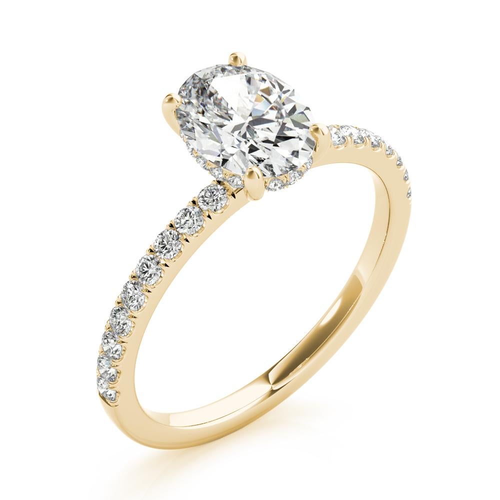 GIA 1.80 Carat Pave Hidden Halo Oval 18K Yellow Gold Diamond Ring en vente 1