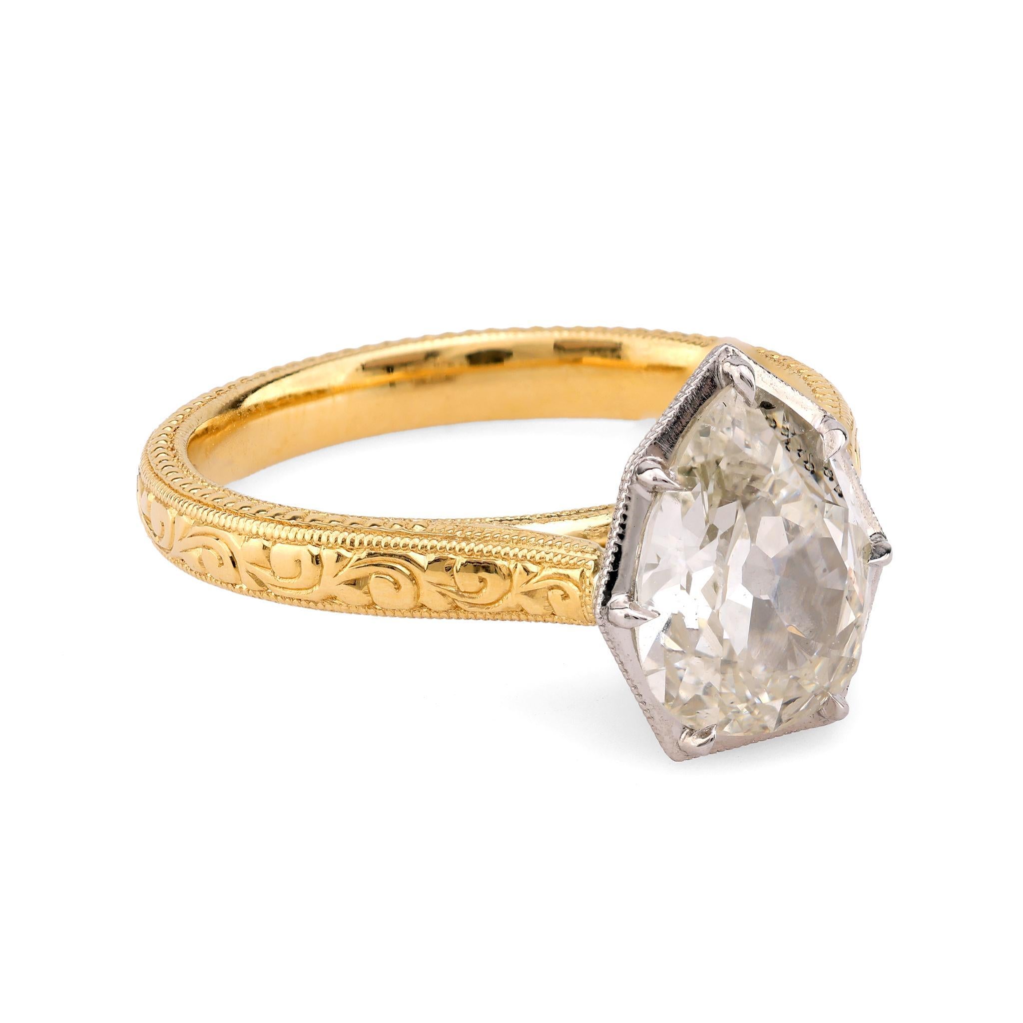 GIA 1,80 Karat Birnenschliff Diamant 18k Gelbgold Solitär Verlobungsring (Moderne)