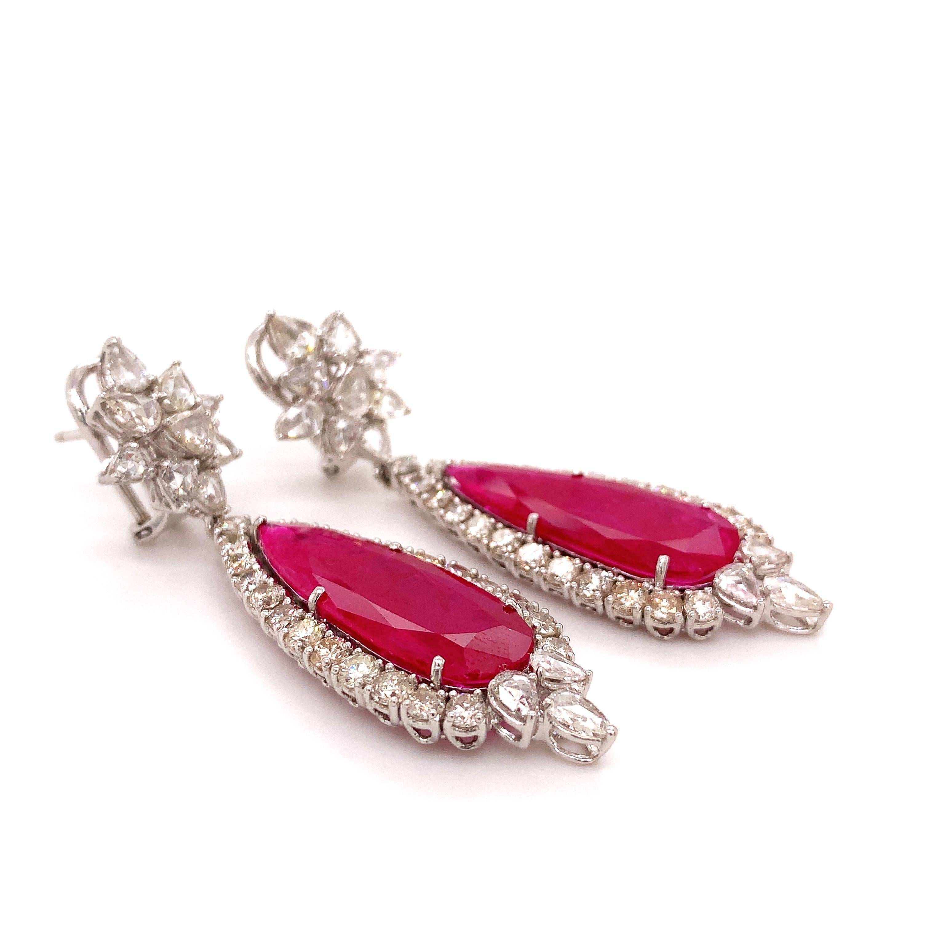 Contemporary GIA 18.05 Carat Ruby Cocktail Earrings