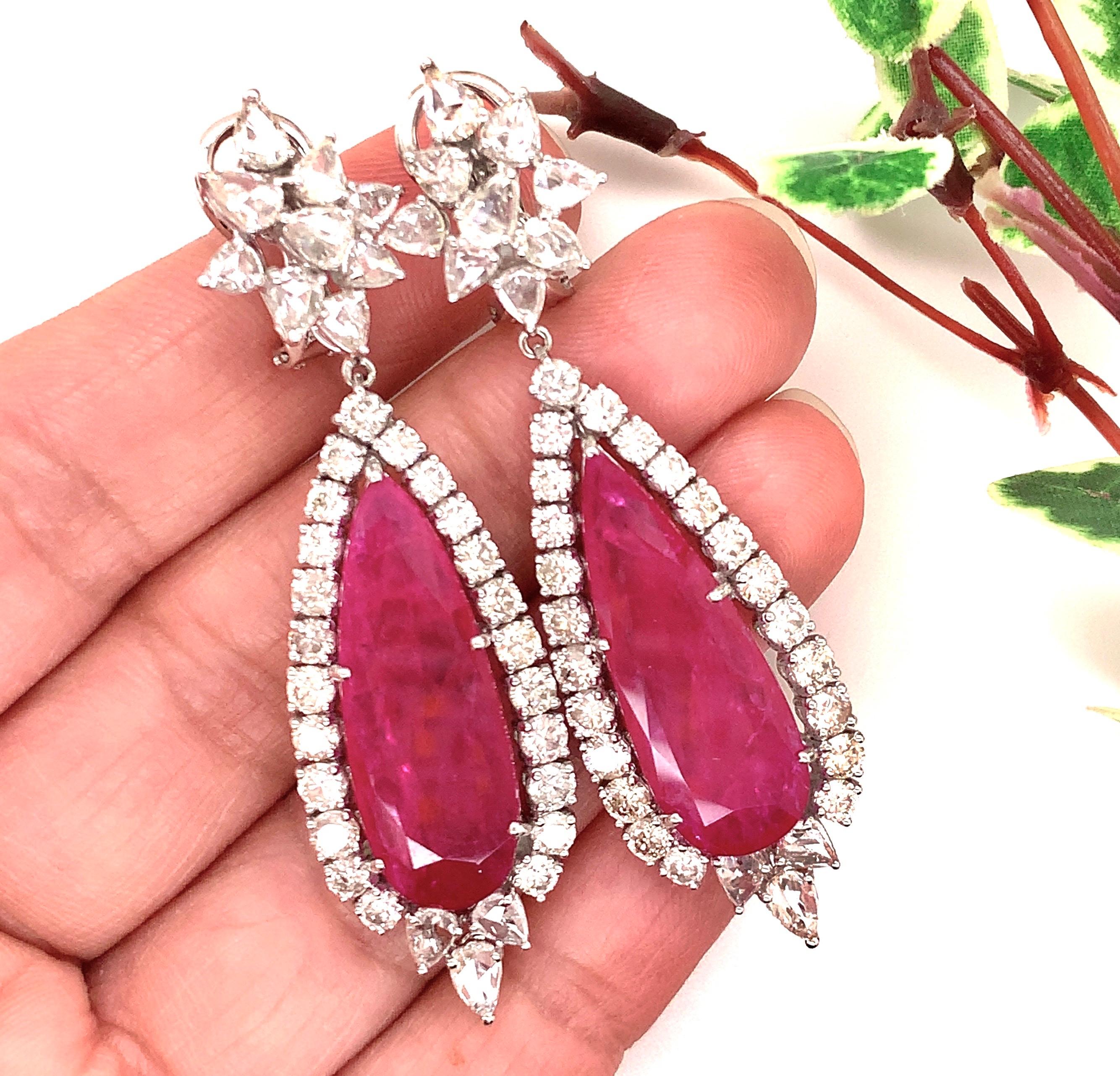 GIA 18.05 Carat Ruby Cocktail Earrings 1