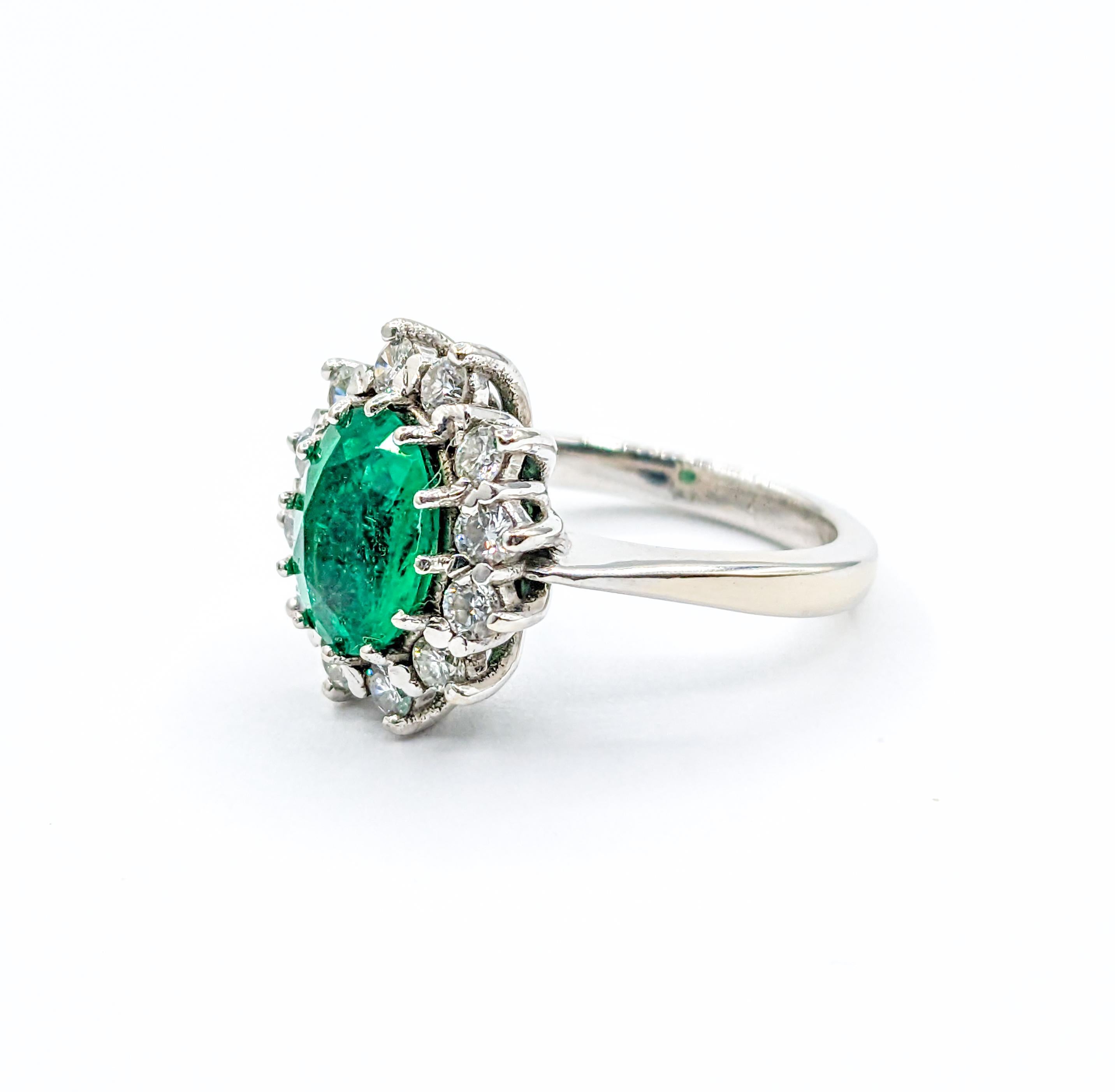 GIA 1.80ct Columbian Emerald & Diamond Halo Ring in White Gold For Sale 2