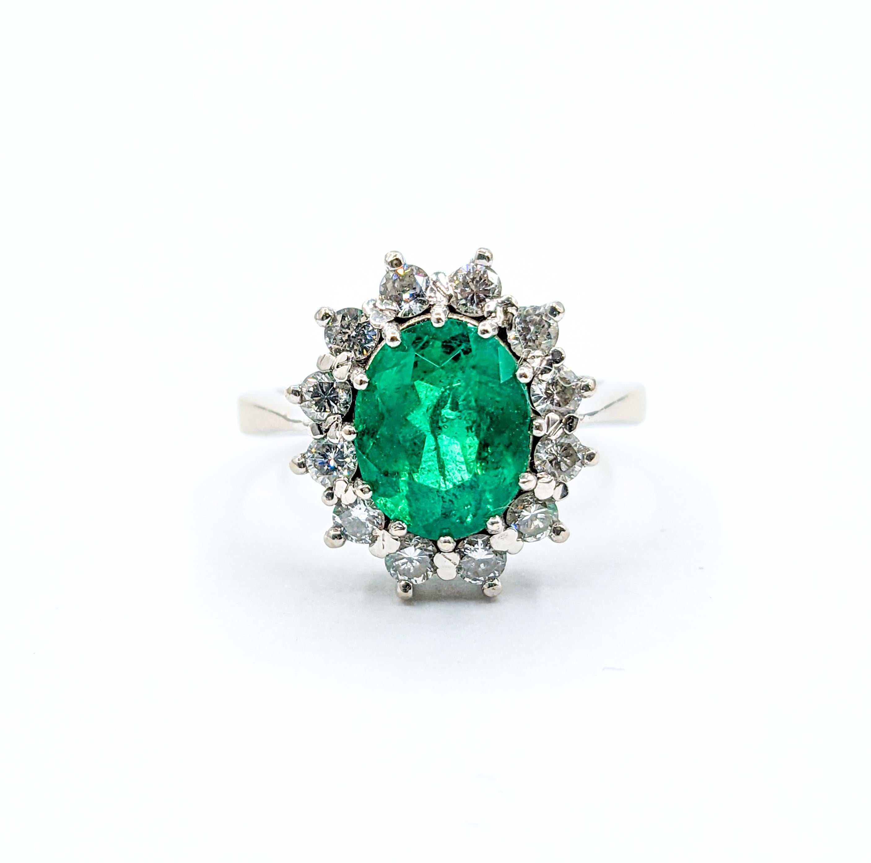 GIA 1,80 Karat kolumbianischer Smaragd & Diamant Halo-Ring aus Weißgold 3