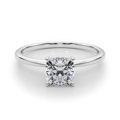 GIA 1.80ct Cushion Slim Band Prong Set Solitaire 18K White Gold Diamond Ring
