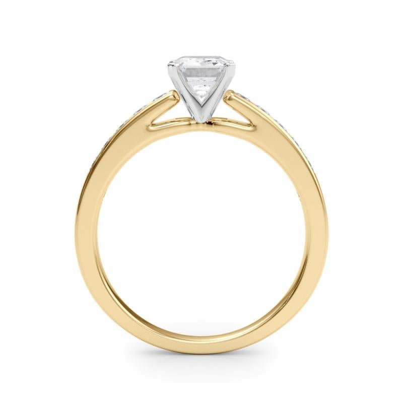 GIA 1.80ct Radiant Princess Channel Solitaire Center Yellow Gold Diamond Ring In New Condition For Sale In New York, NY