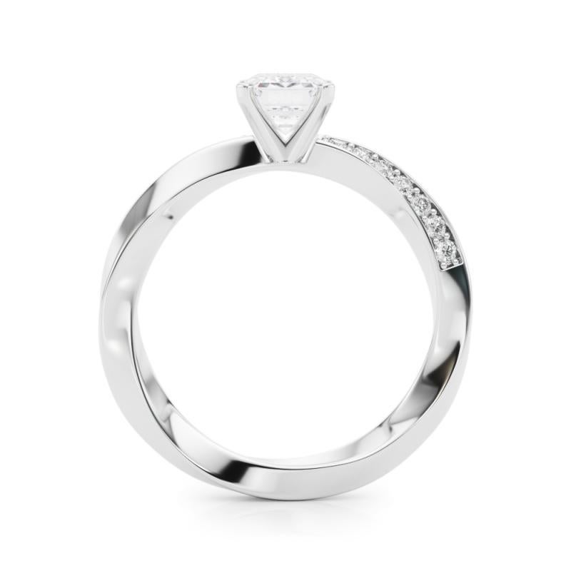 GIA 1,80ct Radiant Solitaire Twisted Square Band in oro bianco 18K Diamond Ring In condizioni Nuovo a New York, NY