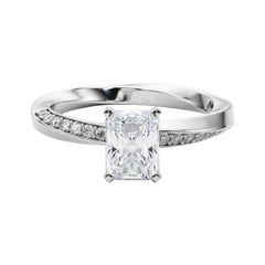 GIA 1,80ct Radiant Solitaire Twisted Square Band in oro bianco 18K Diamond Ring
