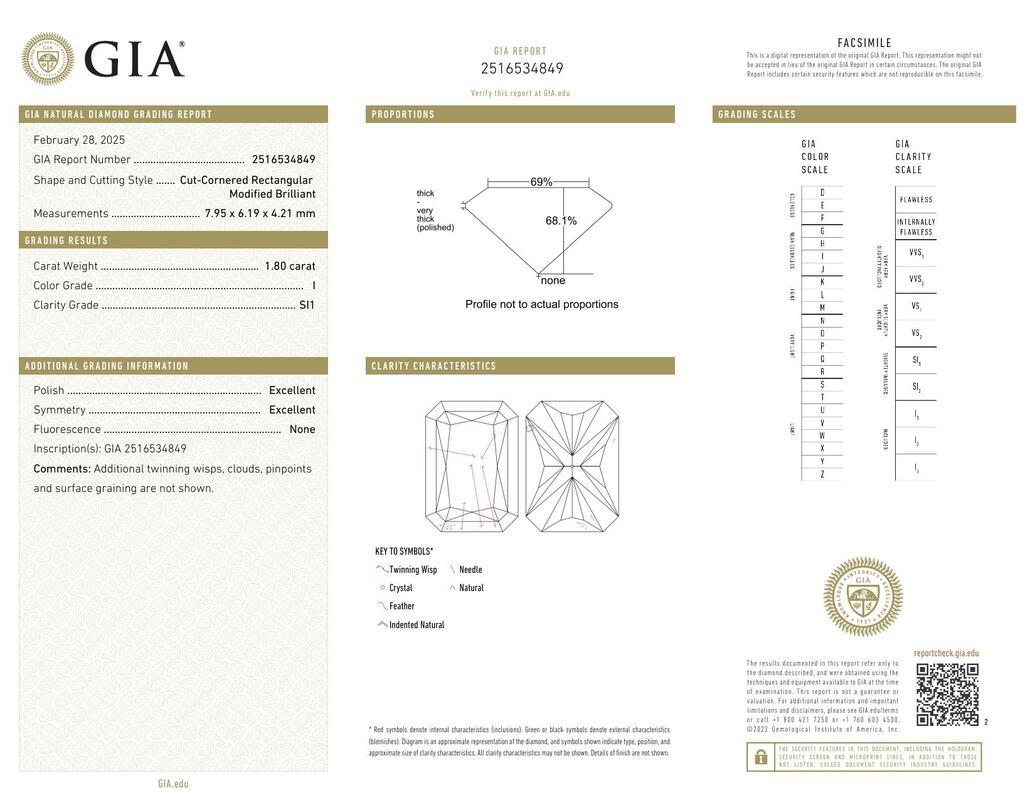Contemporary GIA 1.80ct Radiant Three-Stone with Diamond Shank 18K White Gold Diamond Ring For Sale