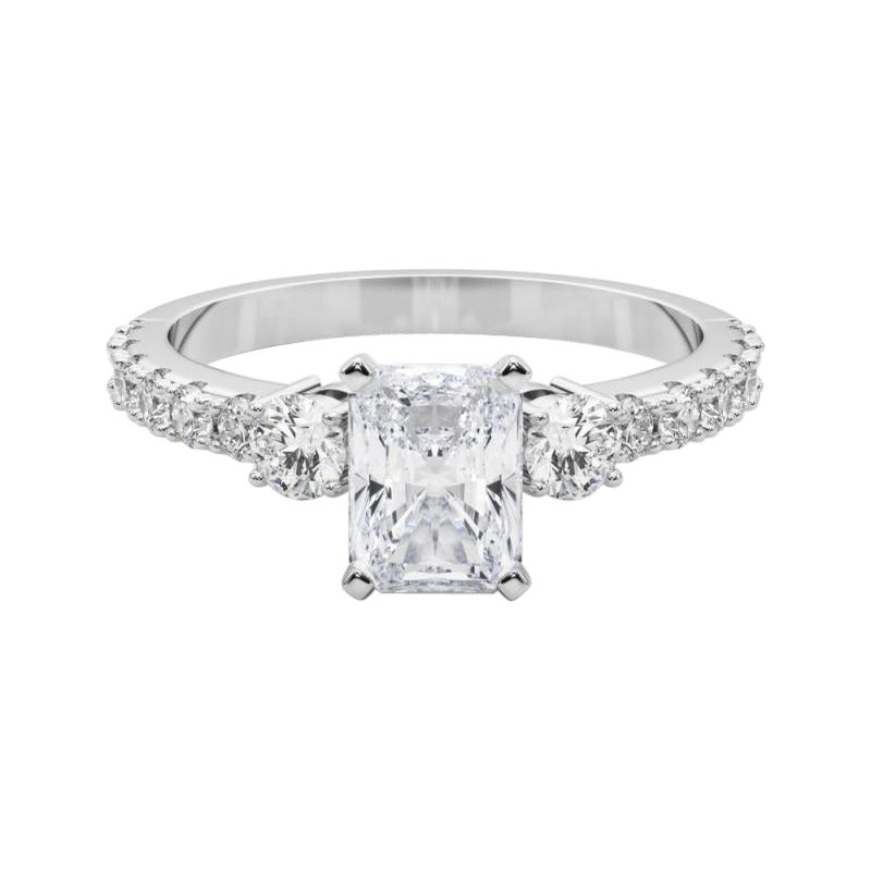 GIA 1.80ct Radiant Three-Stone with Diamond Shank  Diamond Ring