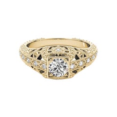 GIA 1,81 Karat Prinzessin Milgrain Openwork antiken 18K Gelbgold Diamantring