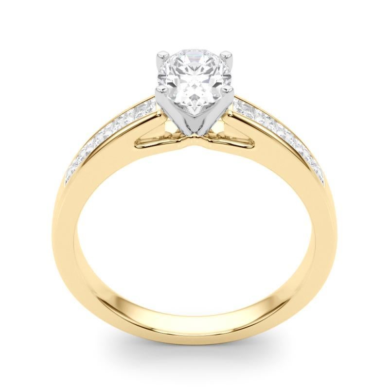 Women's GIA 1.81ct Oval Princess Channel Solitaire Center Yellow Gold Diamond Ring For Sale