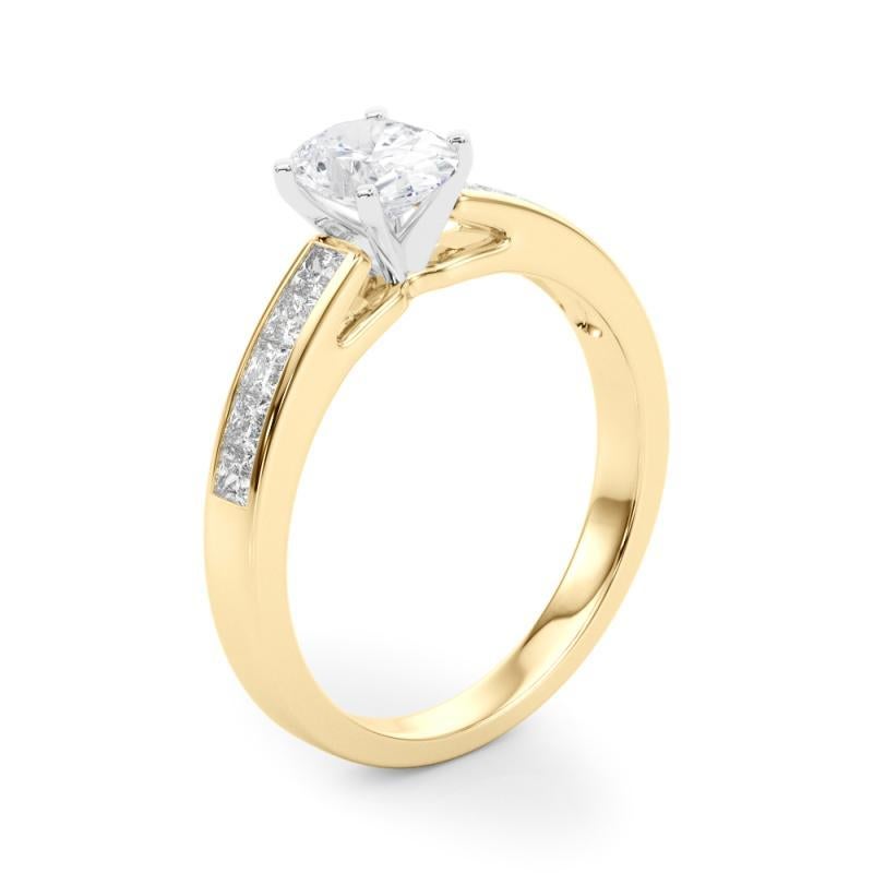 GIA 1.81ct Oval Princess Channel Solitaire Center Yellow Gold Diamond Ring For Sale 1