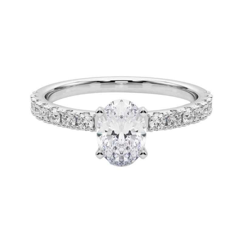 GIA 1.81ct Oval Solitaire with Half Eternity  Diamond Ring
