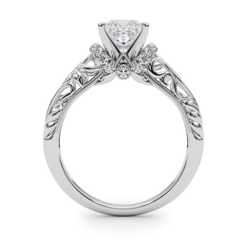 GIA 1,81ct Principessa Chevron Halo Filigrana Floreale  Anello con diamante In condizioni Nuovo in vendita a New York, NY