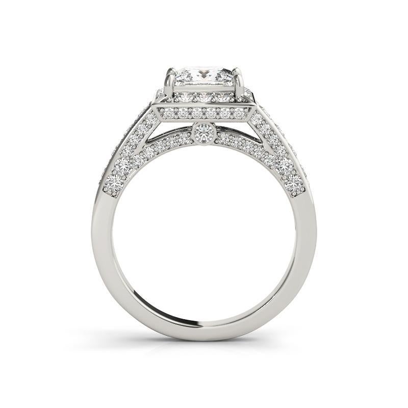GIA 1,81ct Principessa con aureola nascosta di diamanti a cattedrale  Anello con diamante In condizioni Nuovo in vendita a New York, NY