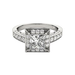 GIA 1.81ct Princess Halo Hidden Diamond Cathedral  Diamond Ring