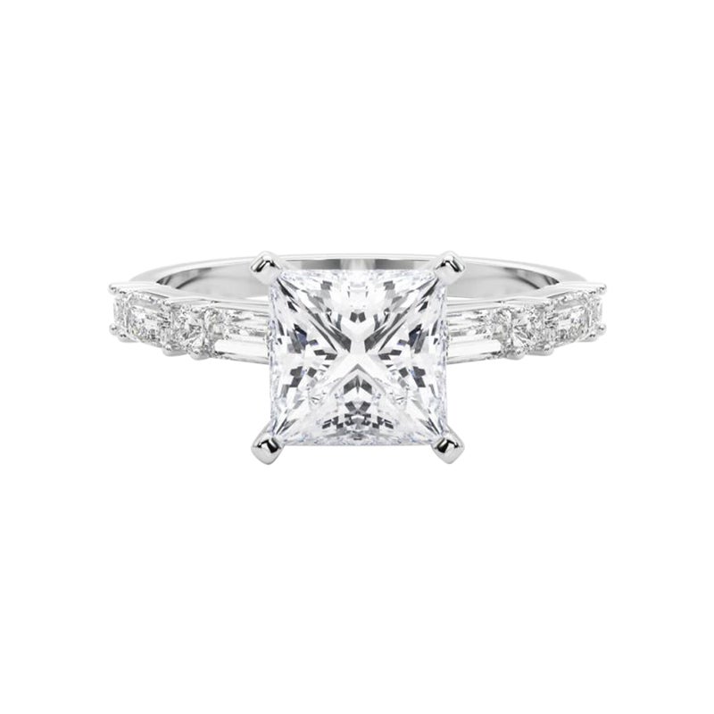 GIA 1.81ct Princess Round & Baguette Channel Band  Bague en diamant