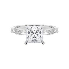 GIA 1.81ct Princess Round & Baguette Channel Band  Diamond Ring