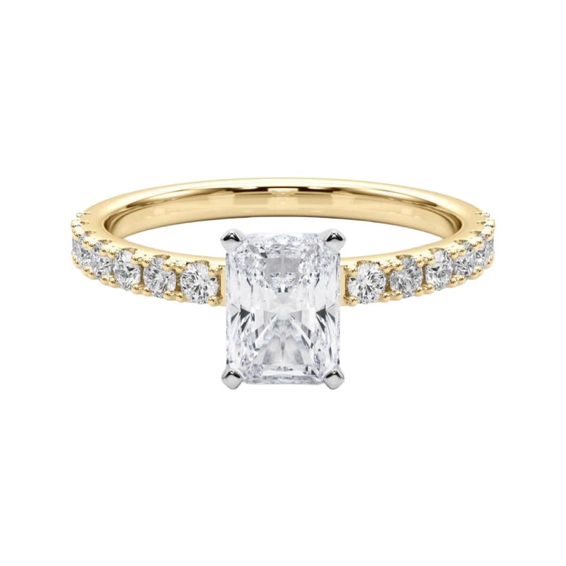 GIA 1,81ct Solitario radiante con mezza eternità in oro giallo 18 carati