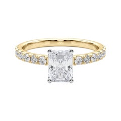 GIA 1,81ct Solitario radiante con mezza eternità in oro giallo 18 carati