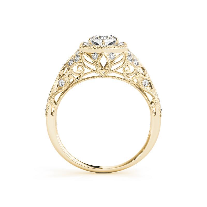 GIA 1,81ct Anello con diamante rotondo Art Deco con castone a traliccio in filigrana d'oro giallo In condizioni Nuovo in vendita a New York, NY