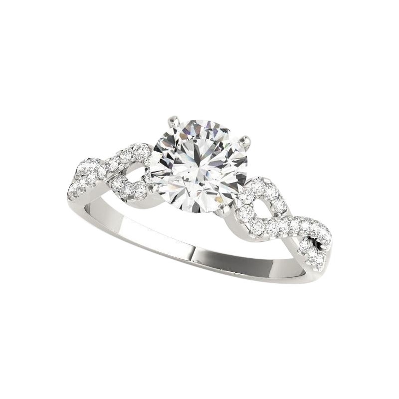 GIA 1,81ct Pave rotondo Simbolo dell'infinito Solitario in oro bianco 18 carati