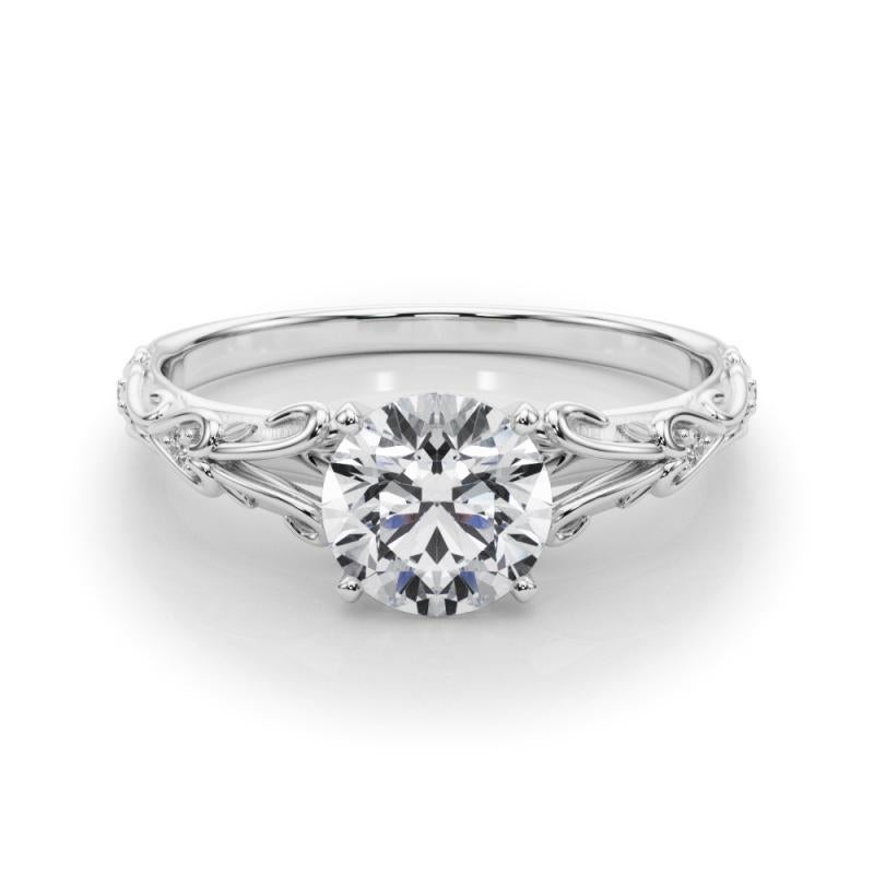 Taglio rotondo GIA 1,81ct Round Vintage 3-Stone Heart & Vine  Anello con diamante in vendita