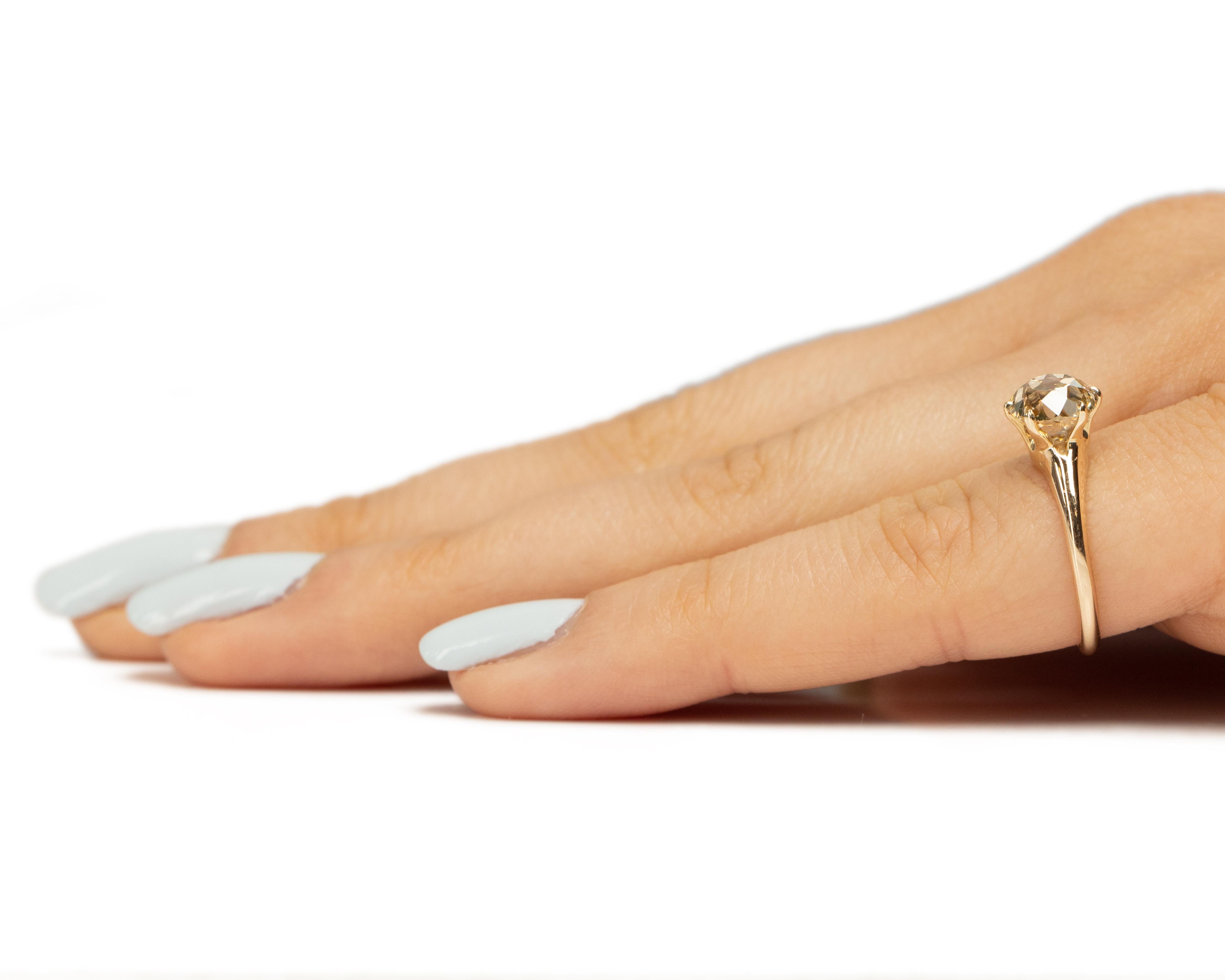 Women's GIA 1.82 Carat Edwardian Diamond 14 Karat Yellow Gold Engagement Ring