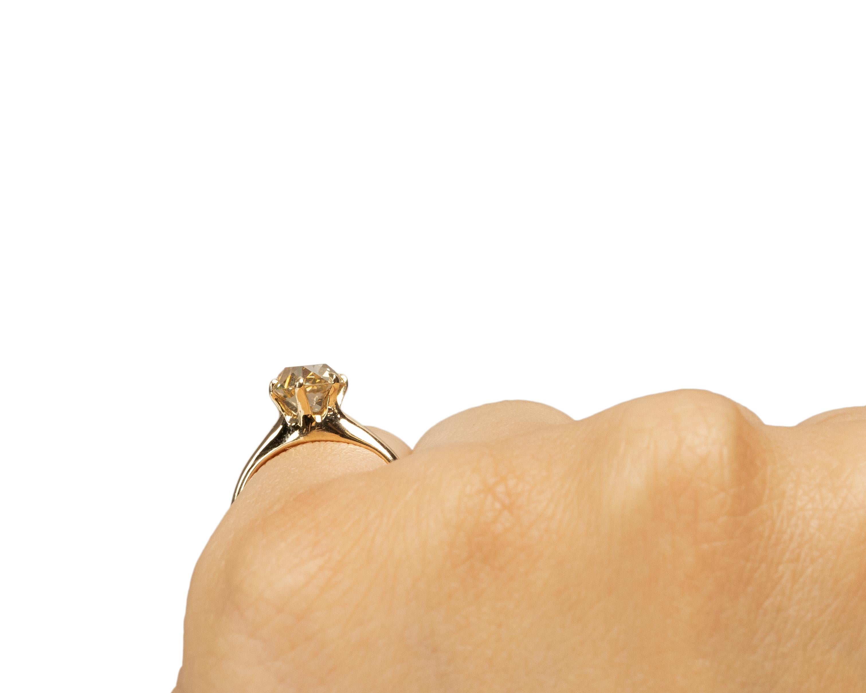 GIA 1.82 Carat Edwardian Diamond 14 Karat Yellow Gold Engagement Ring 2