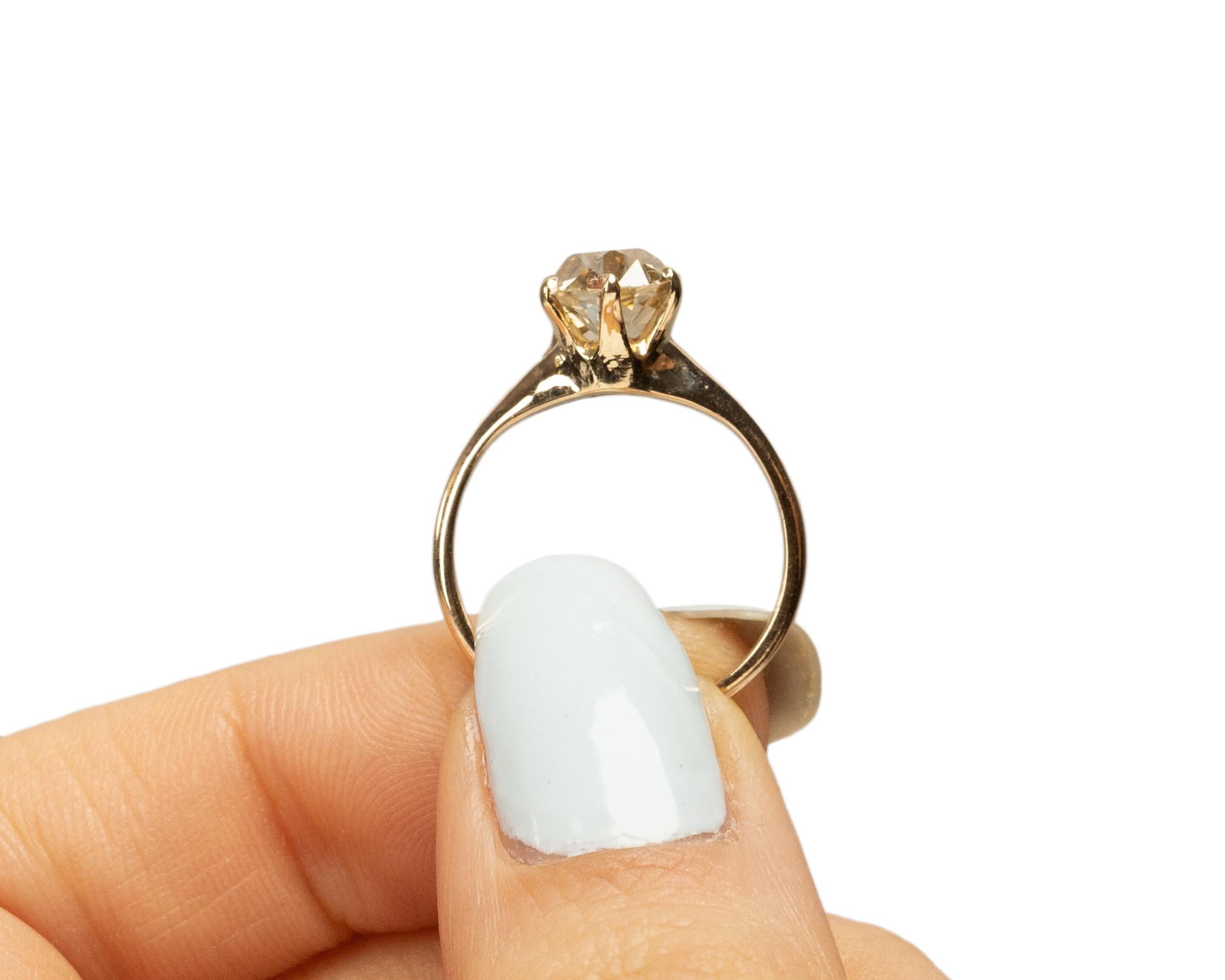GIA 1.82 Carat Edwardian Diamond 14 Karat Yellow Gold Engagement Ring 3