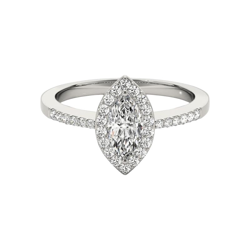 GIA 1.82 Carat Flat Marquise Halo Openwork Basket  Diamond Ring
