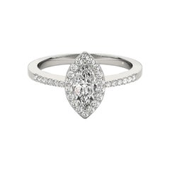 GIA 1.82 Carat Flat Marquise Halo Openwork Basket  Diamond Ring