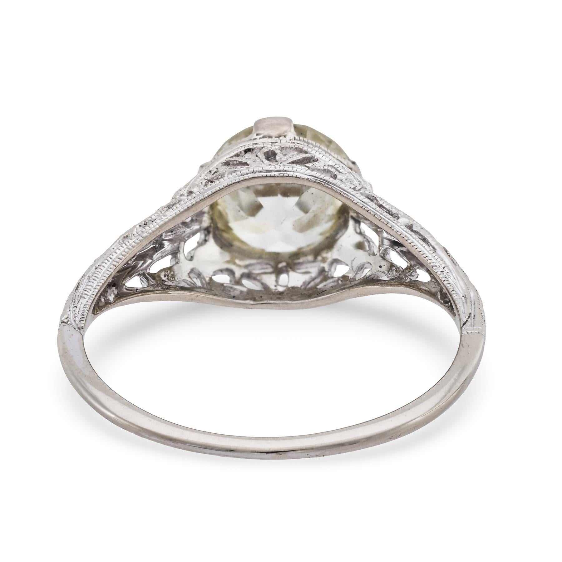 Bague de fiançailles en or blanc 14k GIA 1,82 carat diamant taille européenne ancienne en vente 1