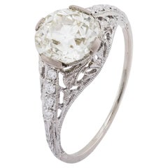 GIA Anello di fidanzamento in oro bianco 14k con diamante vecchio taglio europeo da 1,82 carati