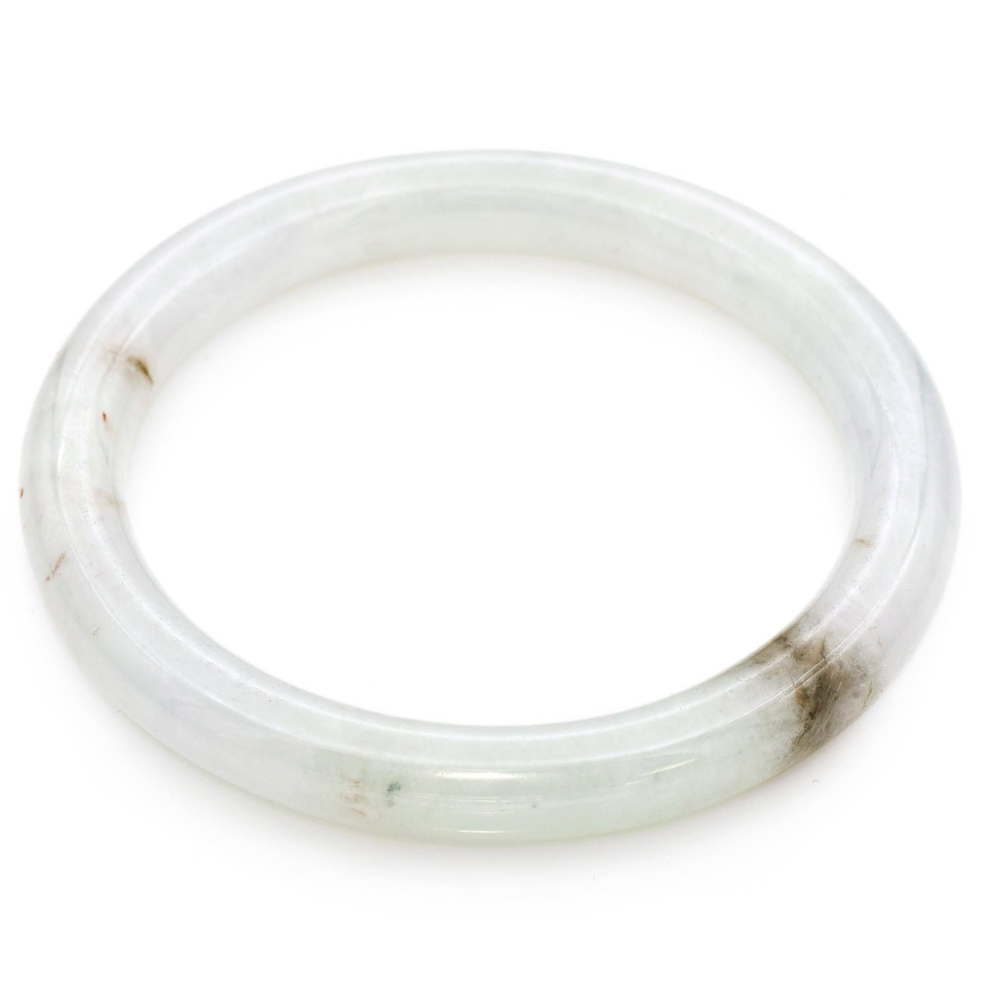 Donna GIA 182.95Ct Bracciale di giada traslucido grigio chiaro marrone di grado A con giada di giada in vendita