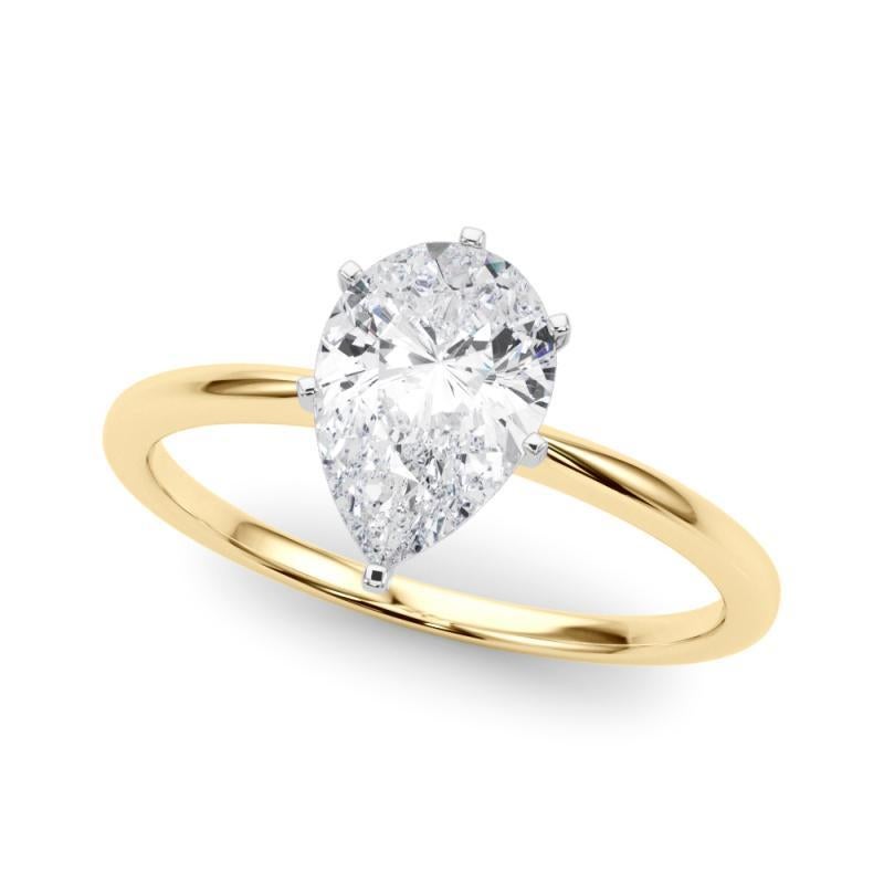 Taglio a goccia GIA 1,82ct Pear Slim Band Prong Set Solitaire in oro giallo 18K Diamond Ring in vendita