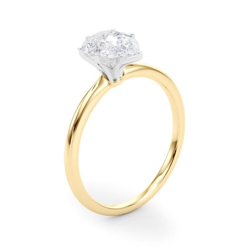 GIA 1,82ct Pear Slim Band Prong Set Solitaire in oro giallo 18K Diamond Ring in vendita 1