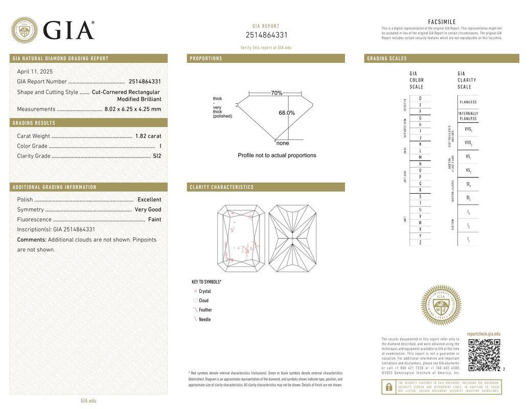 GIA 1,82ct Radiant Drei-Stein-verziert Gallery  Diamantring (Zeitgenössisch) im Angebot