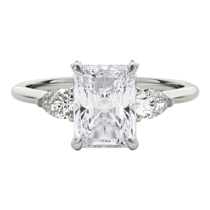 GIA 1.82ct Radiant Three-Stone Decorated Gallery  Diamond Ring