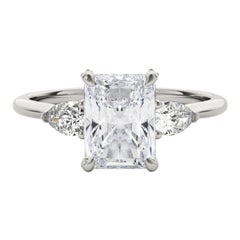 GIA 1.82ct Radiant Three-Stone Decorated Gallery  Diamond Ring