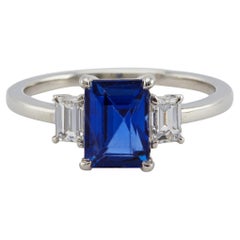 GIA 1.83 Carat Burma No Heat Sapphire and Diamond Platinum Ring