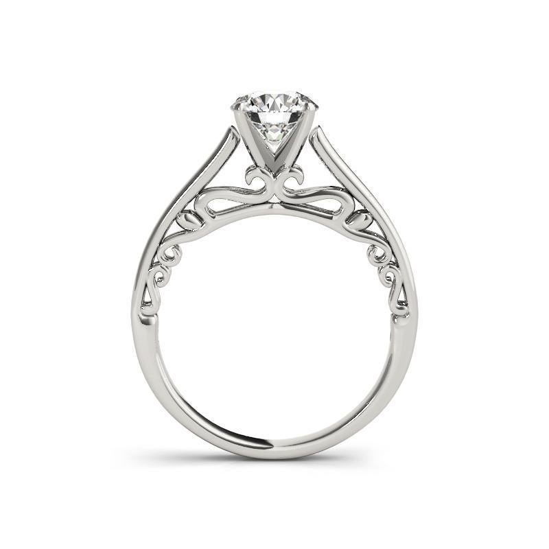GIA 1,83 quilates Anillo de diamantes redondo Filigrana Catedral de oro blanco de 18 quilates Corte redondo en venta
