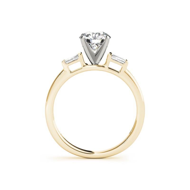 Bague en or jaune GIA de 1,83 ct de diamants ronds solitaires et baguettes en canal Neuf - En vente à New York, NY